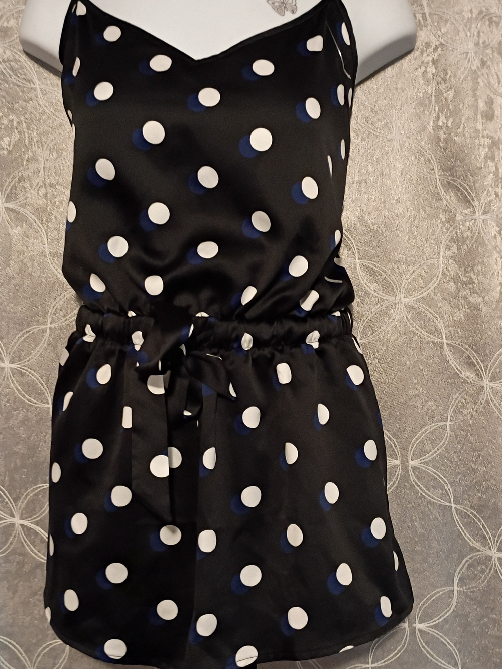 Victoria's Secret Black Polka Dot Sleeveless-Jumpsuit